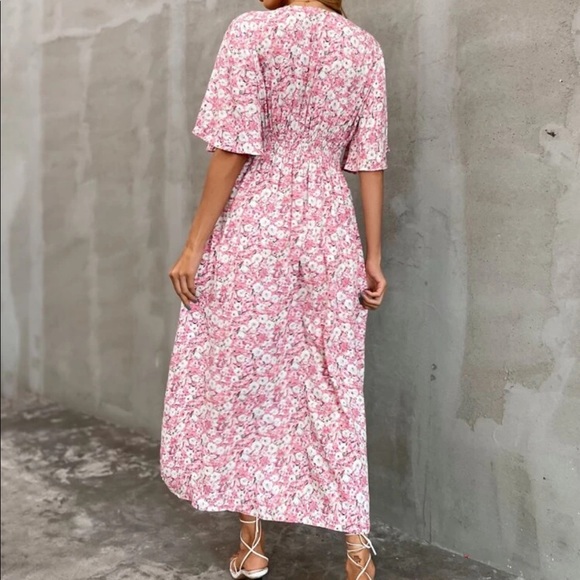 Boho floral butterfly sleeve split thigh dress - Picture 2 of 7